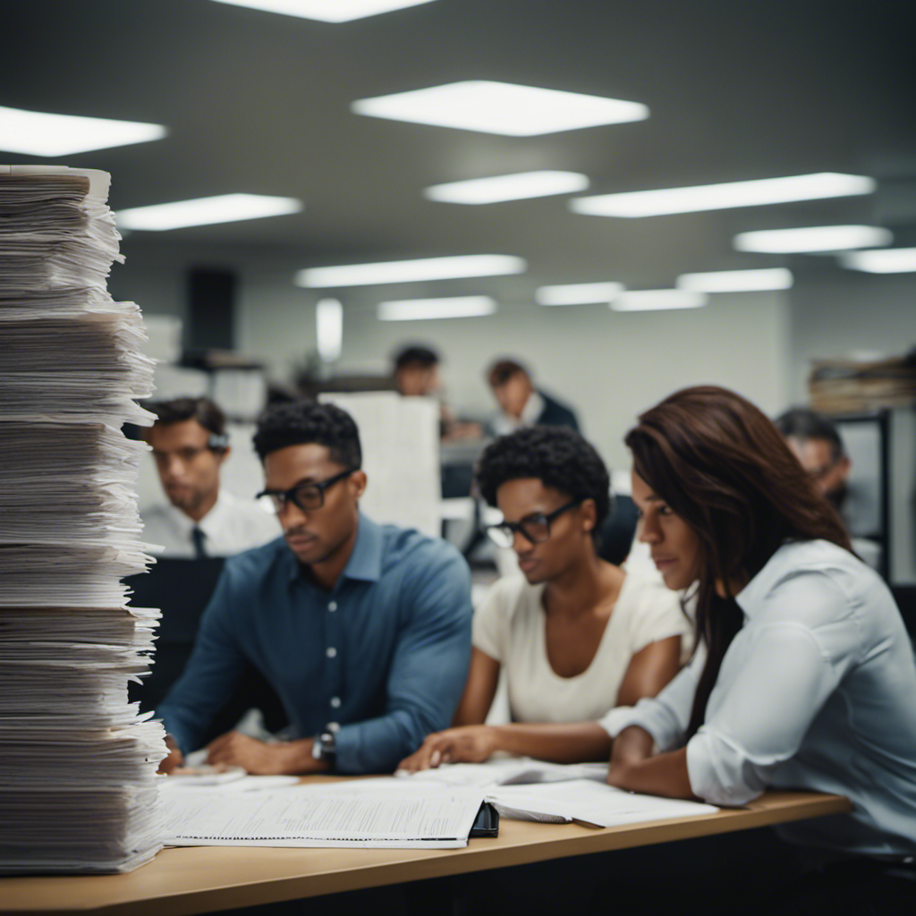 An image with a diverse group of professionals engaged in proofreading tasks