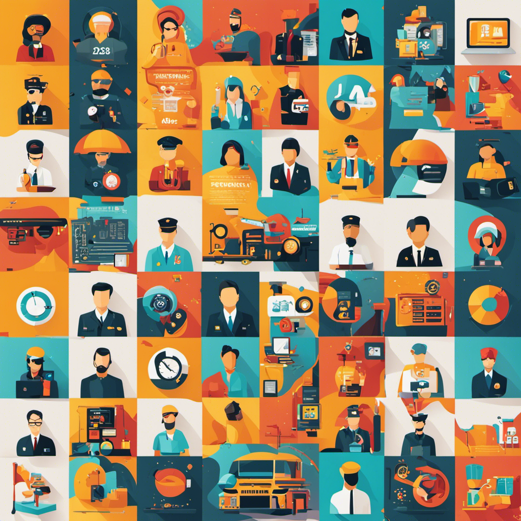 An image showcasing a vibrant collage of 23 distinct icons representing the top freelance jobs in 2023