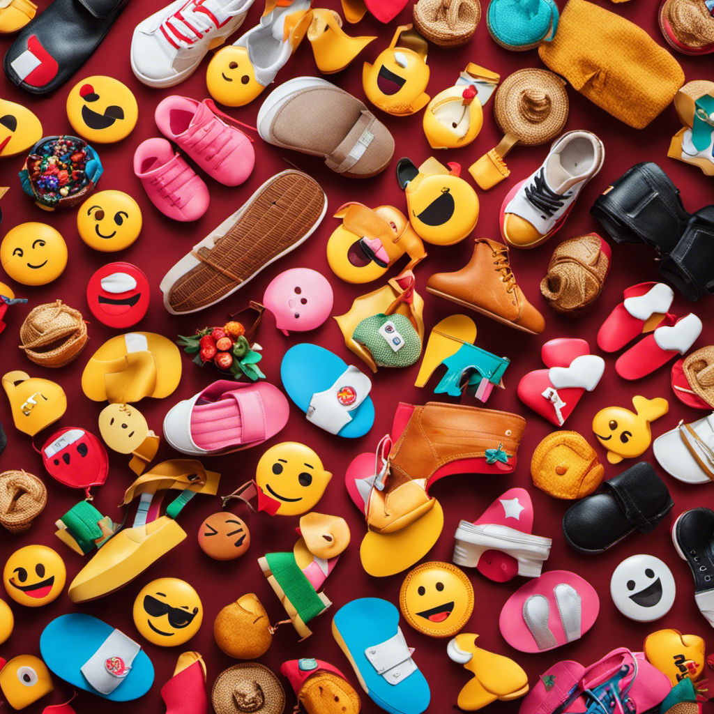 An image showcasing a colorful collage of various foot-themed emojis, interspersed with icons representing popular online platforms, like Poshmark, Instagram, and Etsy, highlighting the diverse and vibrant world of selling feet pictures