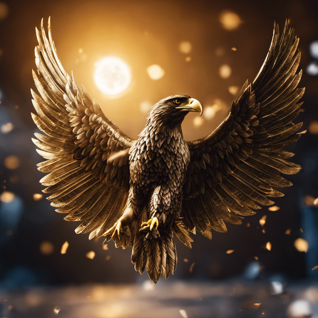 An image that depicts a soaring eagle, breaking free from the chains of a dollar sign, symbolizing financial independence
