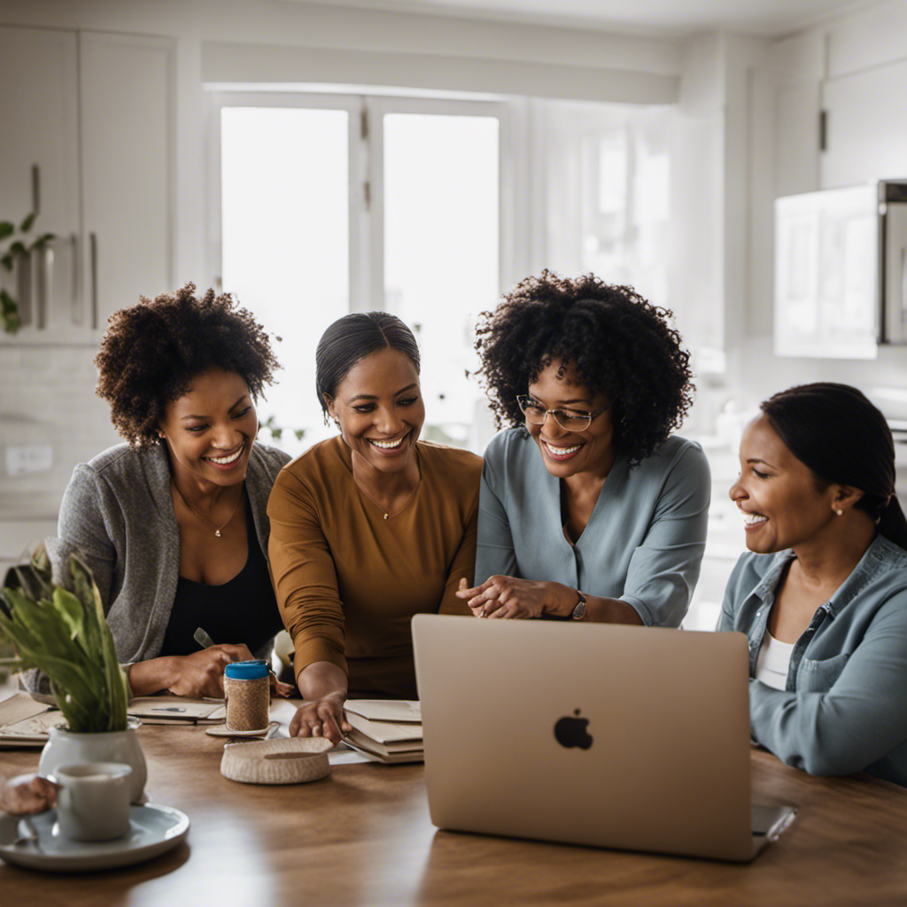 An image showcasing a diverse group of mothers engaged in various professional activities at home, emphasizing their qualifications and training