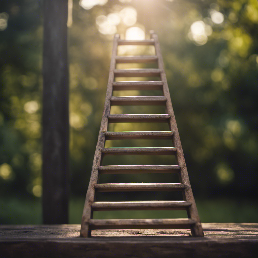 An image showcasing a sturdy ladder with rungs labeled "payment history," "credit utilization," "credit mix," and "new credit," suggesting effective strategies to climb towards a better credit score