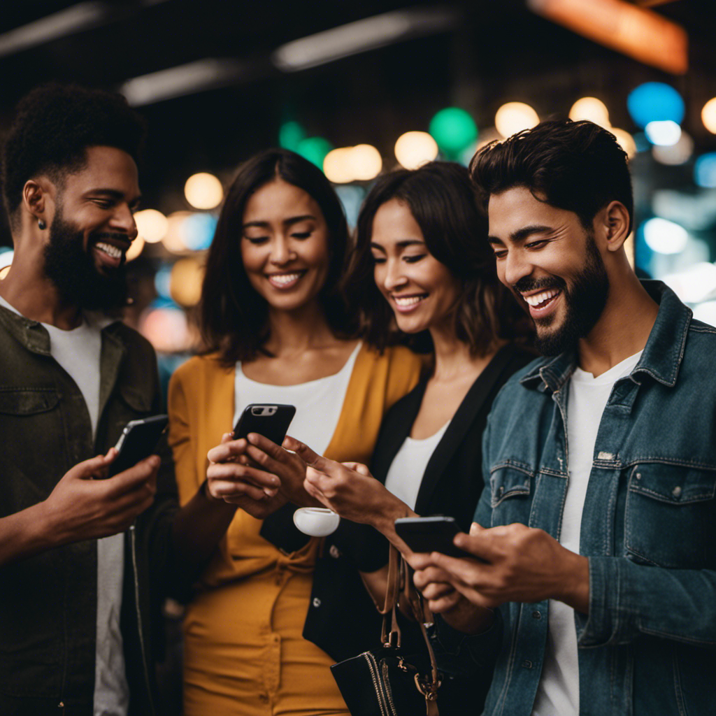 An image showcasing a diverse group of people engaging with their smartphones, happily earning money through KashKick