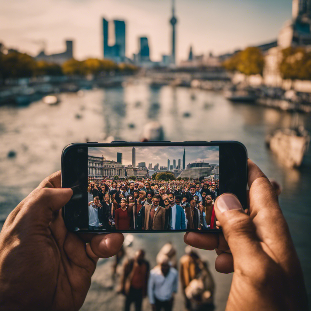 An image of a diverse group of men, each holding a smartphone with feet pictures displayed
