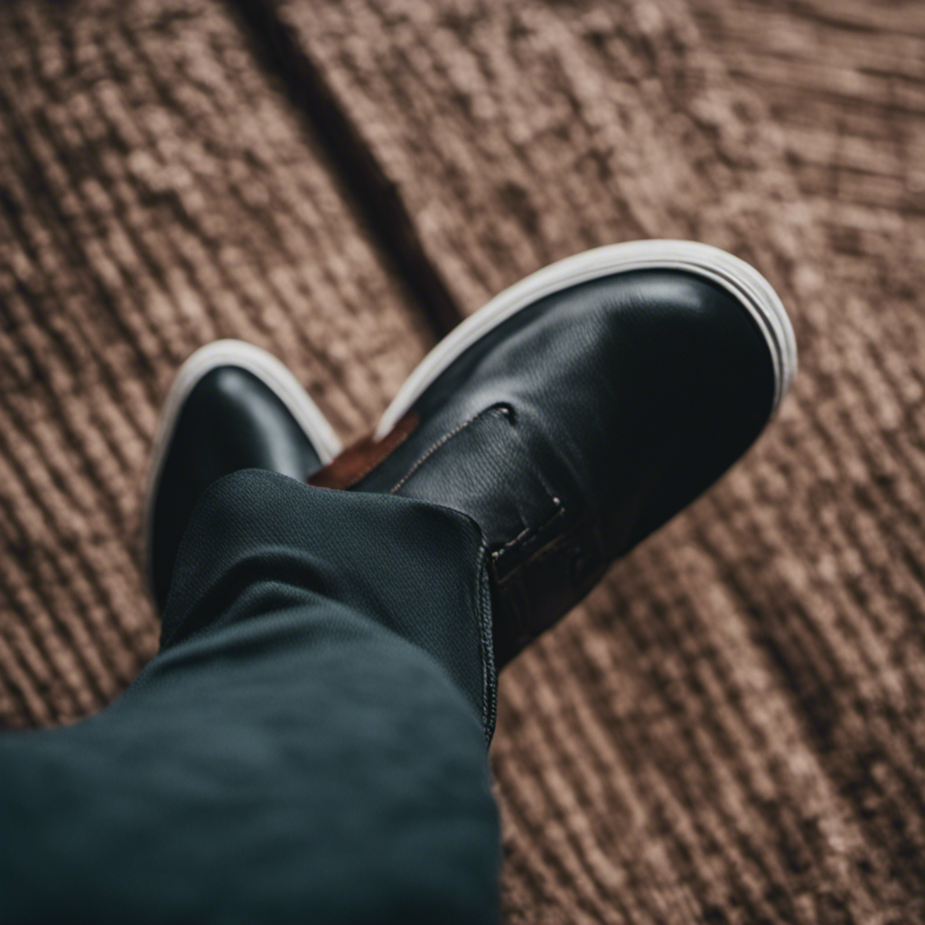 An image showcasing a close-up of a confident male feet pic seller, tastefully capturing his feet as a symbol of empowerment