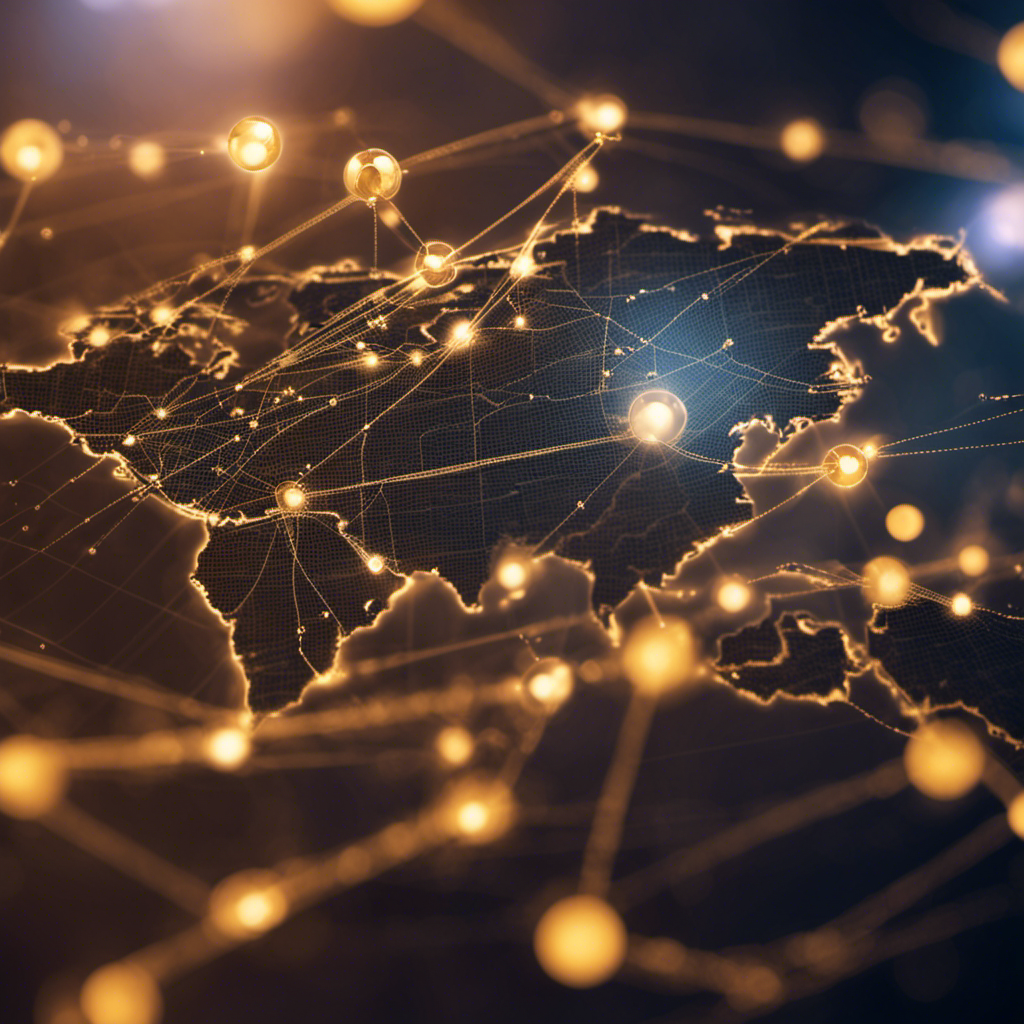 An image of a dynamic money map, showcasing a web of interconnected arrows and nodes representing financial transactions