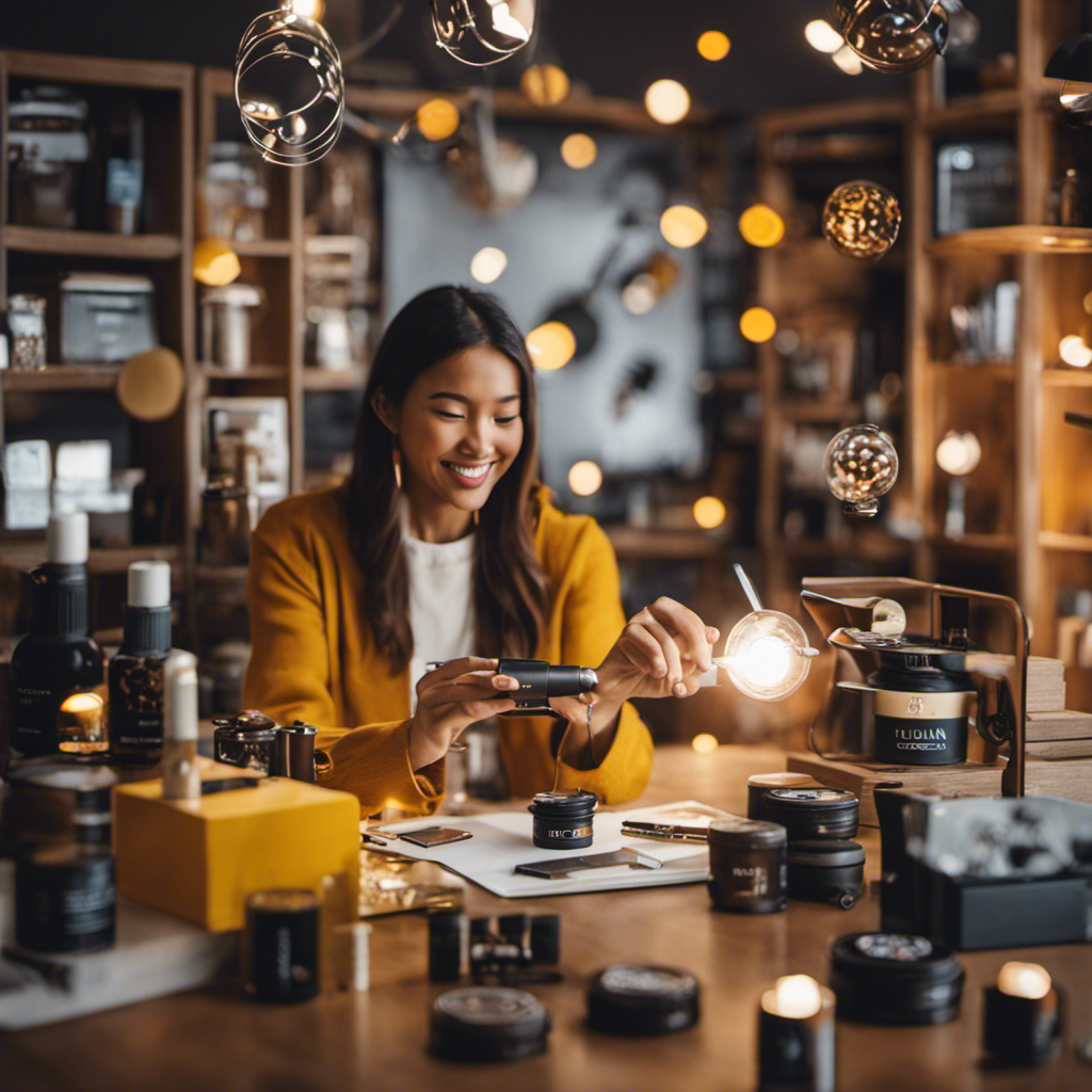 An image showcasing a person enthusiastically testing various products, surrounded by Toluna Influencers branding and symbols, highlighting the platform as a reputable source for product tester jobs