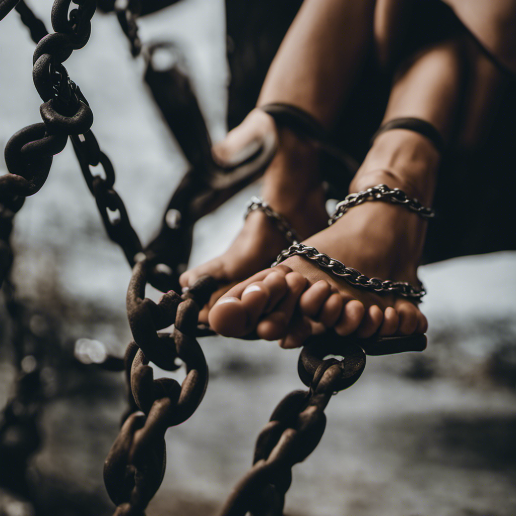 An image depicting a close-up shot of a person's feet with various privacy symbols (like locks and chains) surrounding them