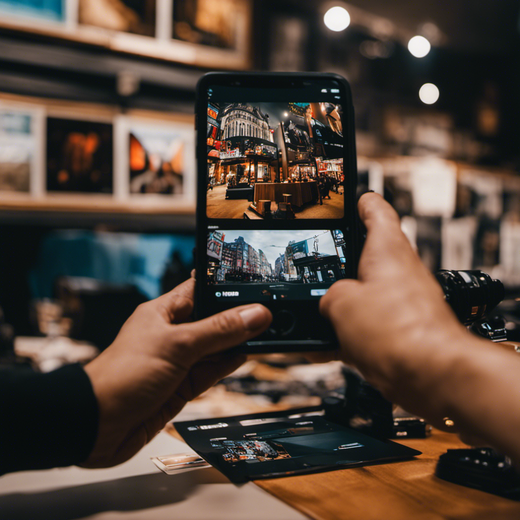 An image featuring two contrasting scenes side by side: on the left, a buyer using feet pics for explicit purposes, hinted by a blurred monitor displaying suggestive content; on the right, a buyer appreciating feet pics as art, framing them on a gallery wall