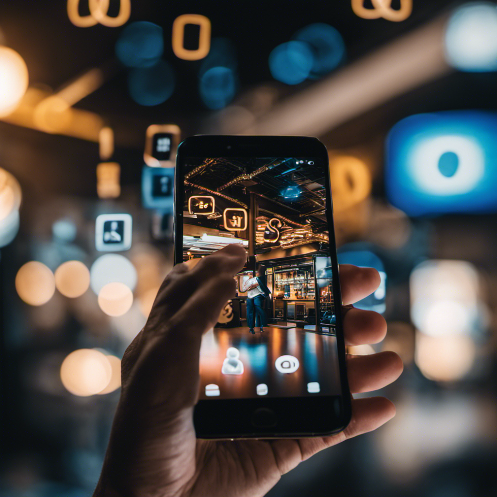 An image showcasing a person holding a smartphone with the MobileXpression app displayed on the screen