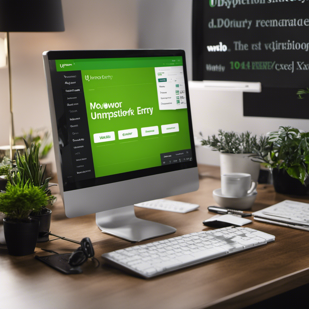 An image showcasing a computer screen displaying the Upwork website, with a highlighted "Data Entry" category, alongside icons representing various data entry tasks, like spreadsheet management and transcription, to illustrate the abundance of opportunities available