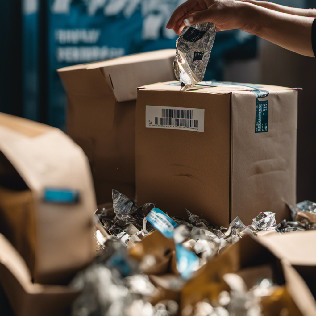 An image showcasing a shattered package with torn tape and a disappointed customer holding a defective product, emphasizing the unreliability and poor quality associated with certain brands on Amazon Prime Day