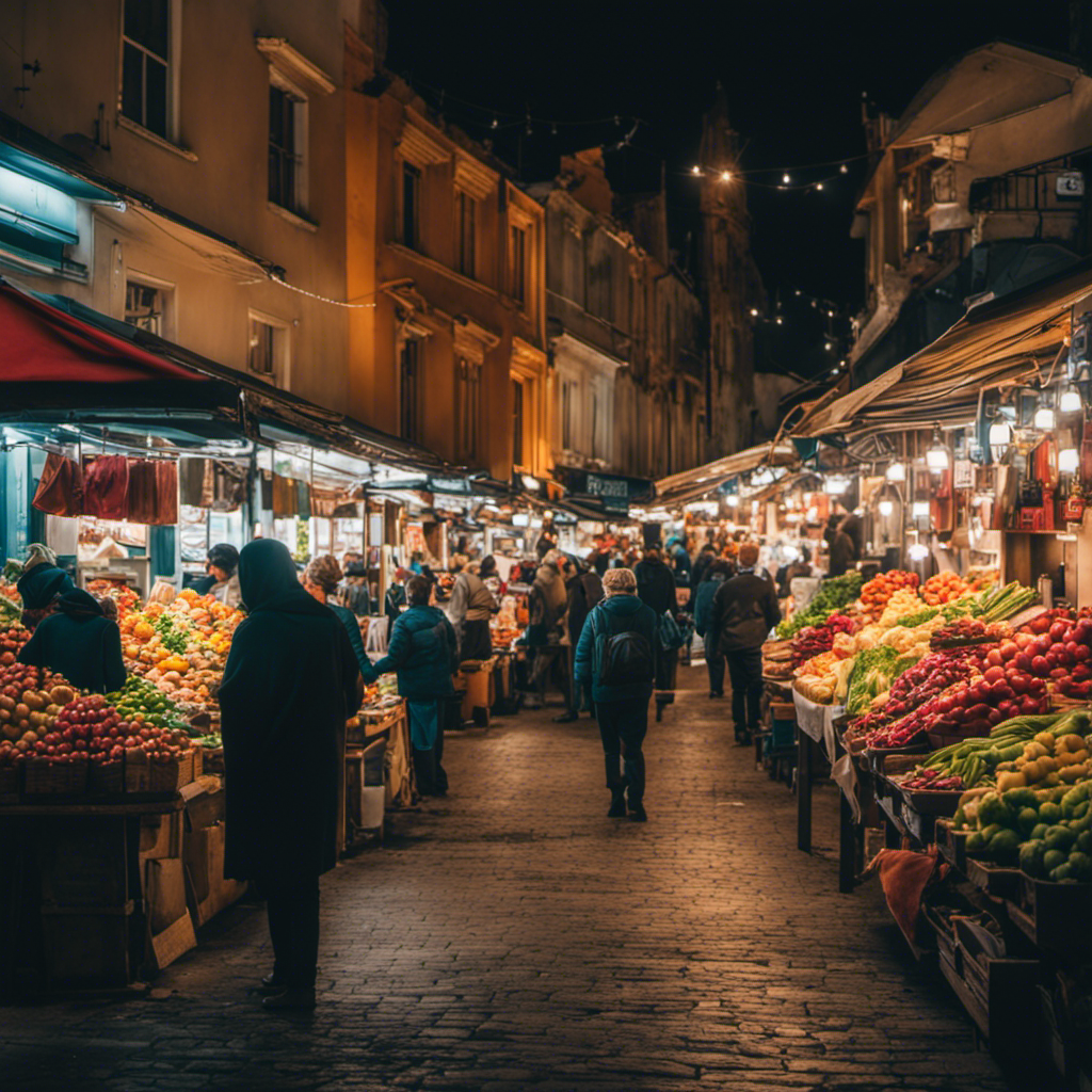 An image that portrays a bustling local market filled with vibrant stalls run by passionate small business owners