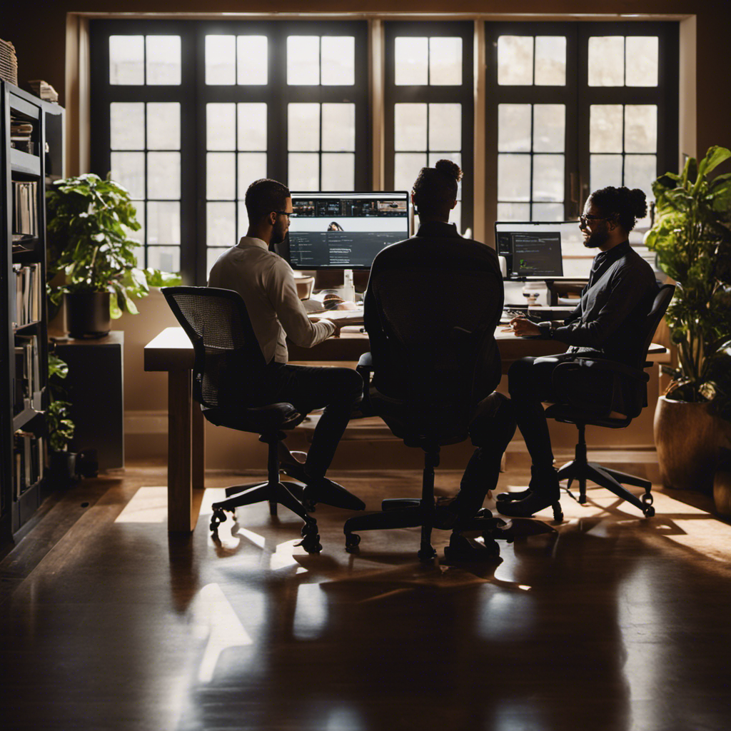 An image showcasing three employees working remotely for Buffer, 10up, and GitHub