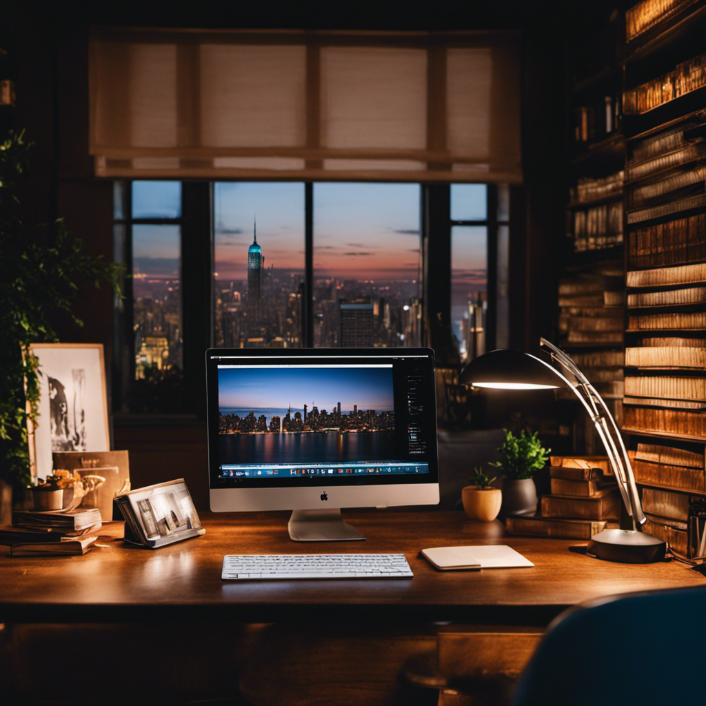 An image showcasing a cozy home office setup with a professional-looking tutor conducting an online lesson