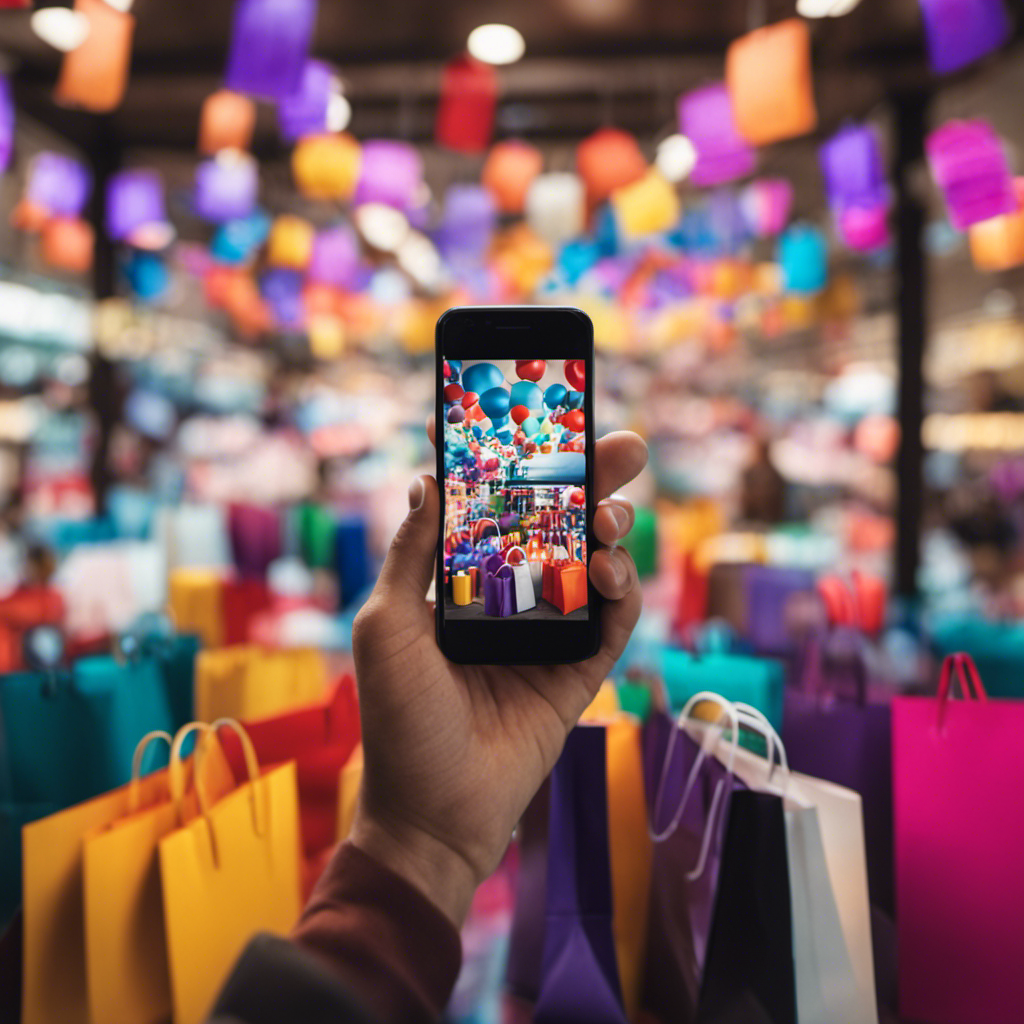 An image showcasing a diverse range of people excitedly browsing through their smartphones, surrounded by colorful shopping bags, while surrounded by floating discount tags representing various coupon sites