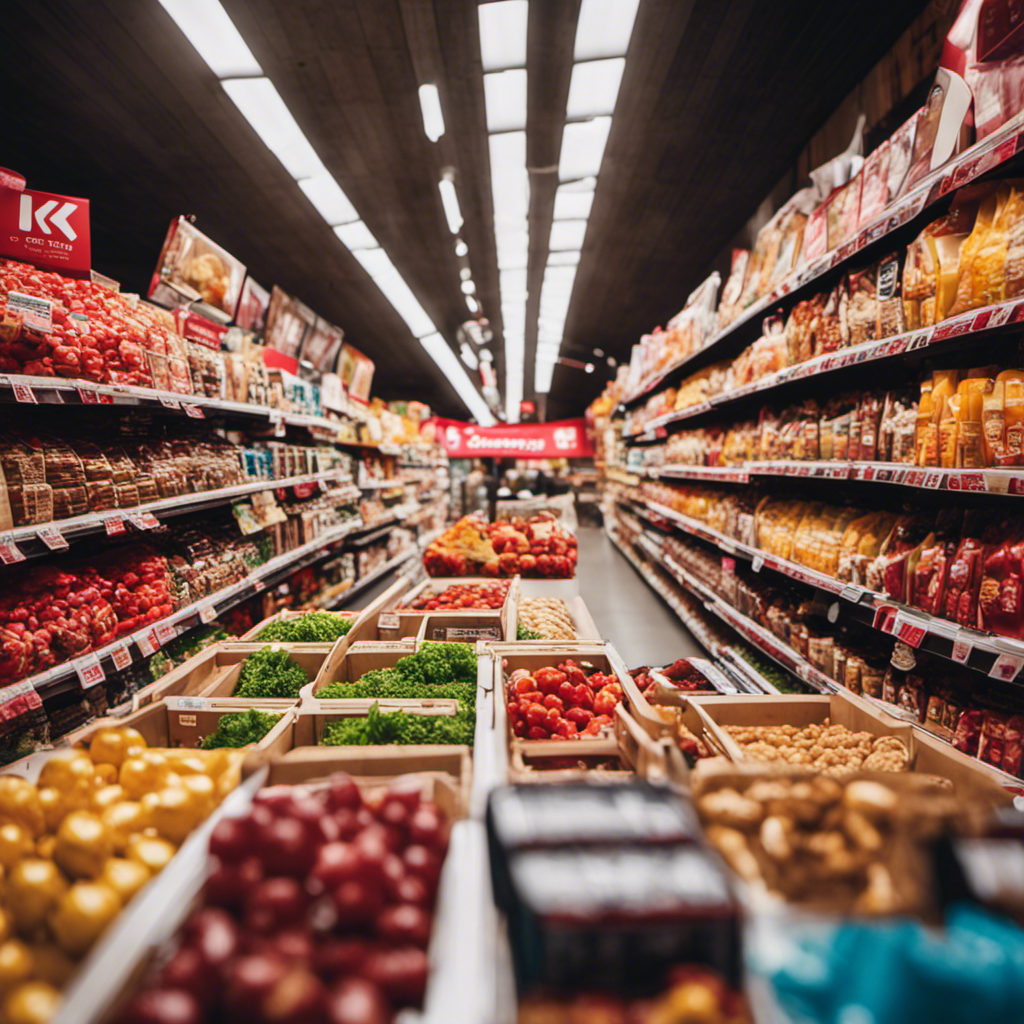 An image showcasing a vibrant, animated marketplace with Rakuten's iconic logo prominently displayed