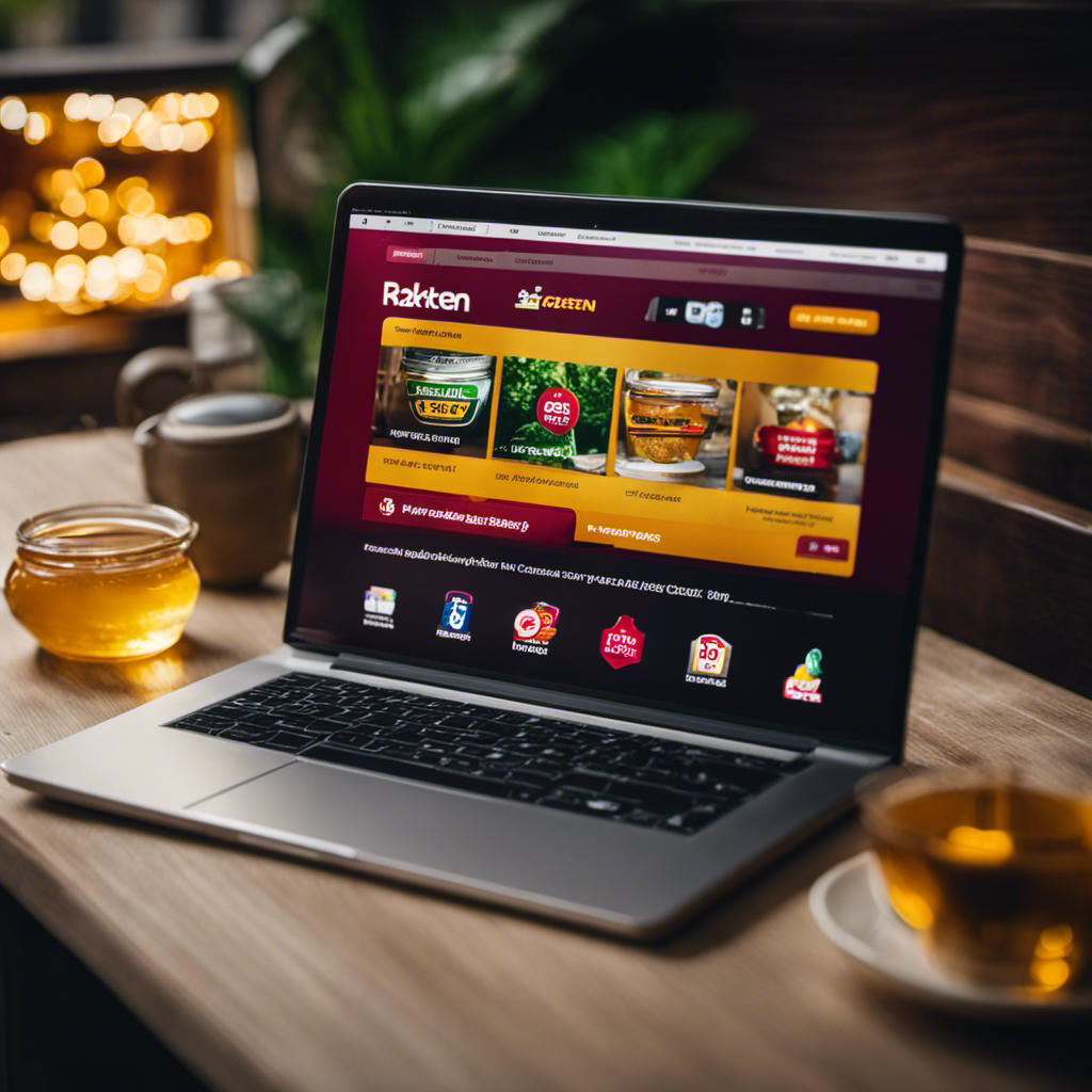 An image showcasing a laptop screen displaying the logos of popular cashback websites like Rakuten, Honey, and Swagbucks