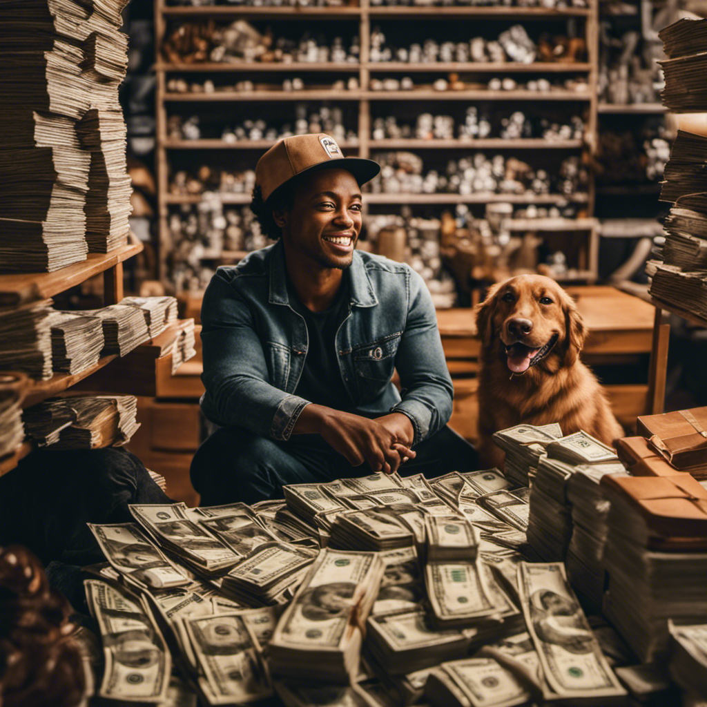 An image depicting a collage of diverse side hustles: a person walking dogs, another selling handmade crafts, someone driving for a ride-share company, and someone tutoring