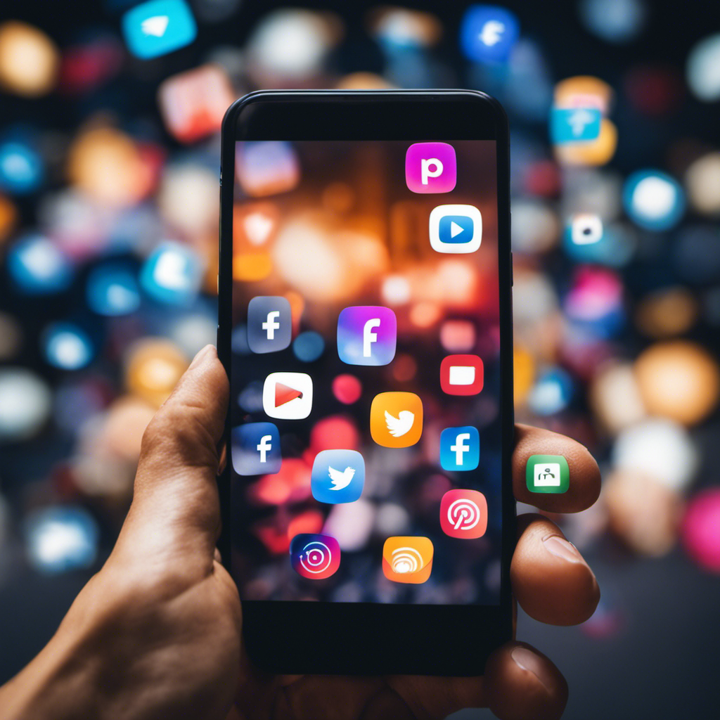 An image showcasing a person holding a smartphone, surrounded by social media icons (Facebook, Instagram, YouTube, etc